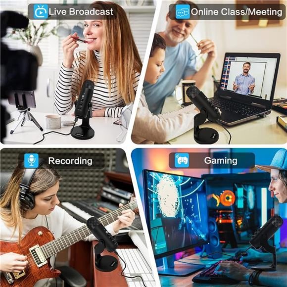 USB Microphone,Condenser Computer PC Mic,Plug&Play Gaming Microphones for PS 4&5 - Picture 6 of 6